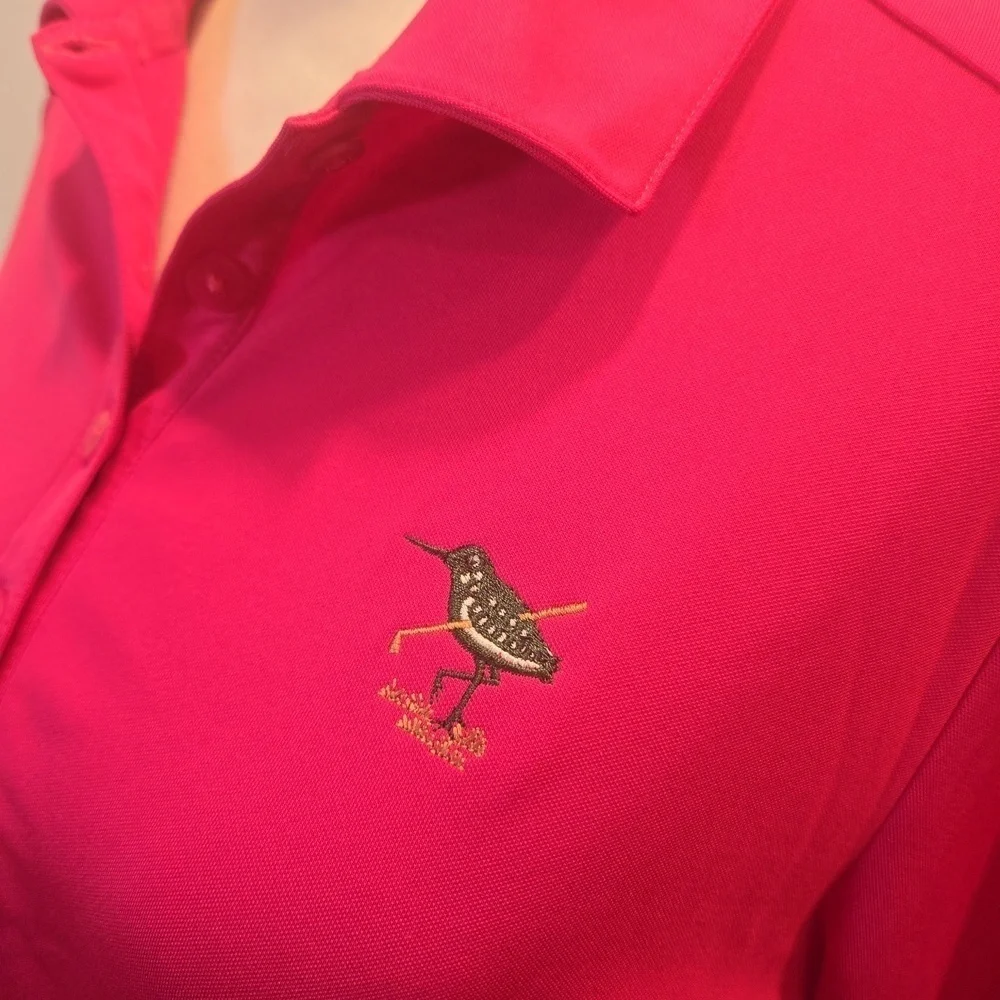 Nike Golf Dri Fit Womens Embroidered Bird Long Sleeve Polo Shirt Medium Pink